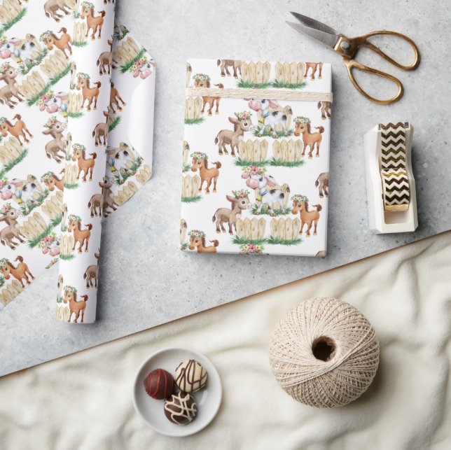 Whimsical Farm Floral Birthday Wrapping Paper (Crafts)