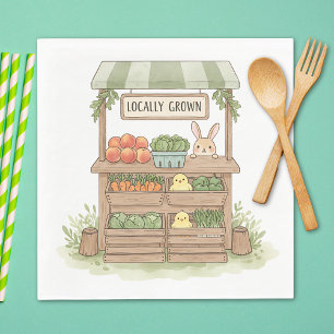 Whimsical Farmers Market Stand Watercolor Napkin