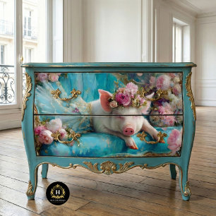 Whimsical Farmhouse Pig Furniture Decoupage Tissue Paper