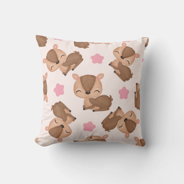 Whimsical Fawn and Starry Charm Cushion (Front)