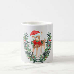 Whimsical Fawn Wreath Coffee Mug
