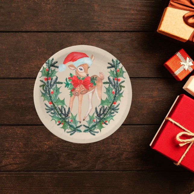 Whimsical Fawn Wreath Paper Plate (Creator Uploaded)