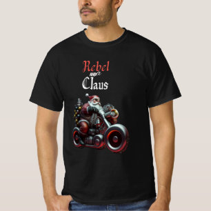 Whimsical Festive Biker  Santa Claus T-Shirt