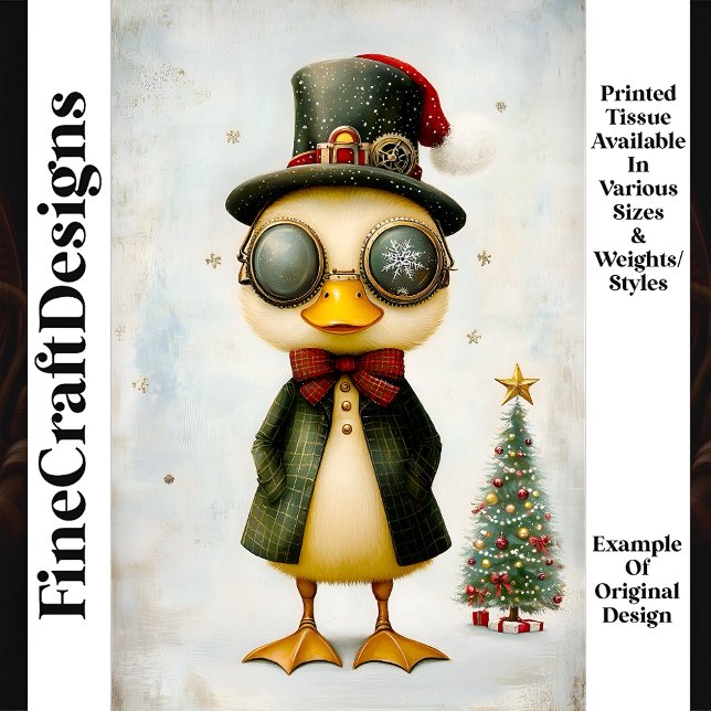 Whimsical Festive Fantasy Duckling  L9 Decoupage Tissue Paper (Creator Uploaded)