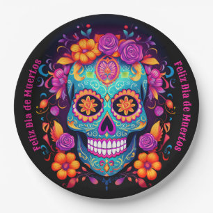 🌹 Whimsical Fiesta: Sugar Skull Serenade 🌹 Paper Plate