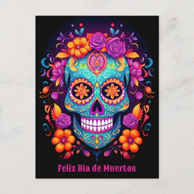  🌹 Whimsical Fiesta: Sugar Skull Serenade 🌹 Postcard (Front)