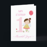 Whimsical first birthday fairy girls cute pink card<br><div class="desc">An adorable 1st birthday card with the cutest little fairies that you can personalise with the recipient child name. The birthday fairy collection is perfect for little girls who adore magical creatures. You can choose between two types of cards. You can choose either silky gloss paper or matte paper. Matte,...</div>
