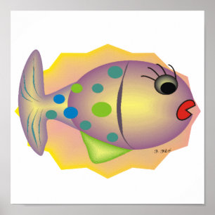 Whimsical Fish Art Poster by Gail Gabel