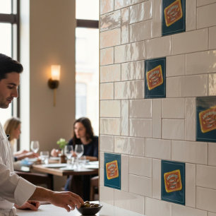 Whimsical Fish Can Anchovies Kitchen Decor  Ceramic Tile