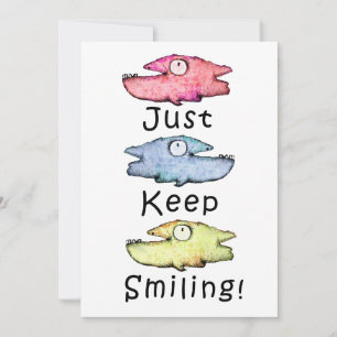 Whimsical fish creature encouragement holiday card