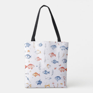 Whimsical Fish Pattern Tote Bag - Stylish Design