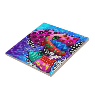 Whimsical Fish Trio Colourful Abstract Nautical Ceramic Tile