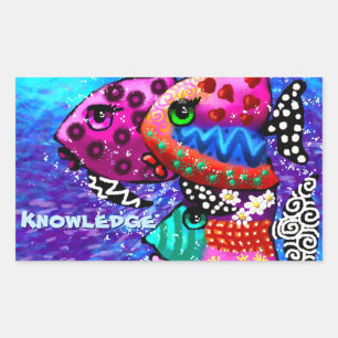 Whimsical Fish Trio Colourful Abstract Nautical Rectangular Sticker