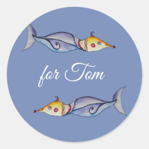Whimsical Fishes Classic Round Sticker