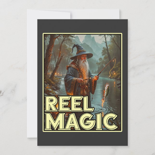 Whimsical Fishing Wizard Invitation (Front)