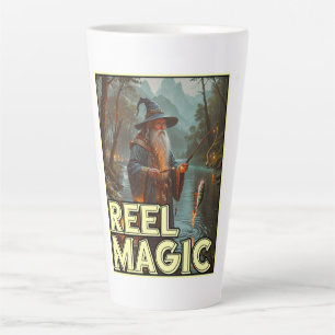 Whimsical Fishing Wizard Latte Mug