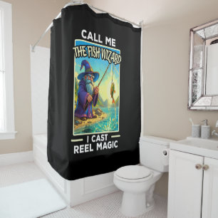 Whimsical Fishing Wizard Shower Curtain