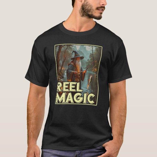Whimsical Fishing Wizard T-Shirt (Front)