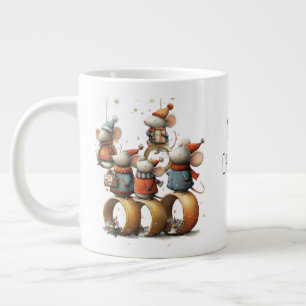Whimsical Five Gold Rings 12 Days of Christmas Large Coffee Mug