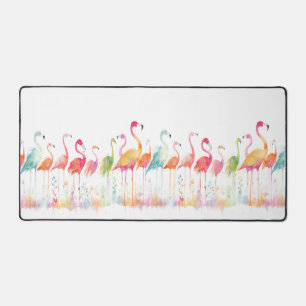 Whimsical Flamingo Birds Desk Mat