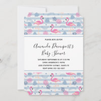Whimsical Flamingo & Pineapple Pattern Baby Shower