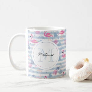 Whimsical Flamingo & Pineapple Pattern Coffee Mug