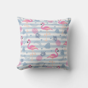 Whimsical Flamingo & Pineapple Pattern Cushion