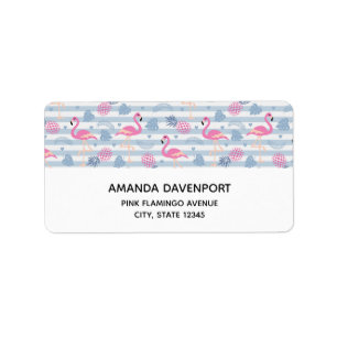 Whimsical Flamingo & Pineapple Pattern Label