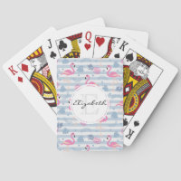 Whimsical Flamingo & Pineapple Pattern Monogram