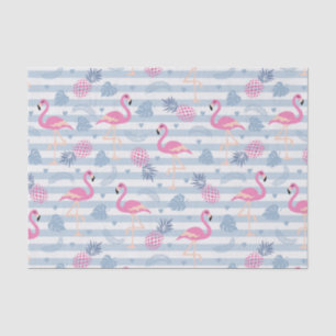 Whimsical Flamingo & Pineapple Pattern Tissue Paper