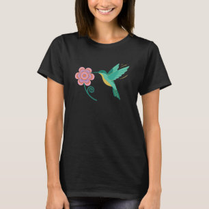 Whimsical Flat Design Hummingbird - Stylised Flora T-Shirt