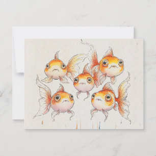Whimsical Floating Goldfish Postcard