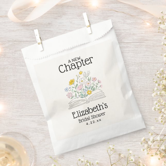 Whimsical Floral A New Chapter Bridal Shower  Favour Bag (Clipped)