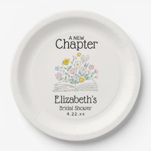 Whimsical Floral A New Chapter Bridal Shower  Paper Plate