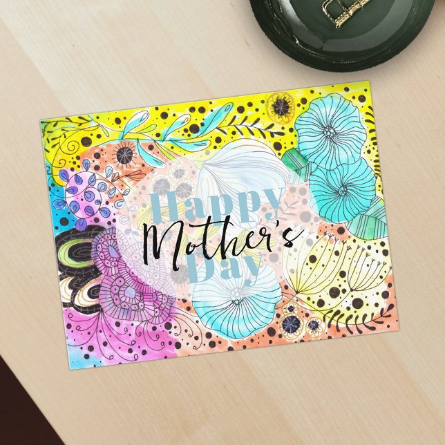 Whimsical Floral Artistic Vibrant Mother's Day Postcard (Creator Uploaded)