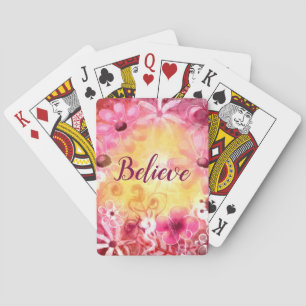 Whimsical Floral Boho Botanical Believe Art Playing Cards