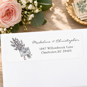Whimsical Floral Bouquet Letter Return Address Label