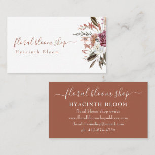 Whimsical Floral Bouquet Terracotta Business Card