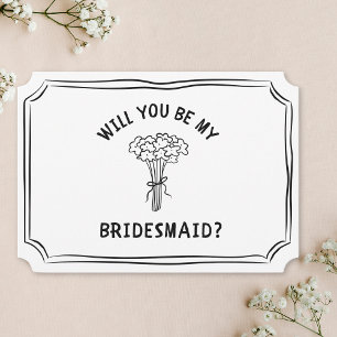 Whimsical Floral Bow Bouquet Bridesmaid Proposal  Card