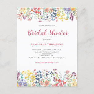 Whimsical Floral Bridal Shower Invitation Postcard