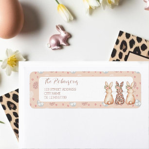Whimsical Floral Bunnies Easter Return Address Label