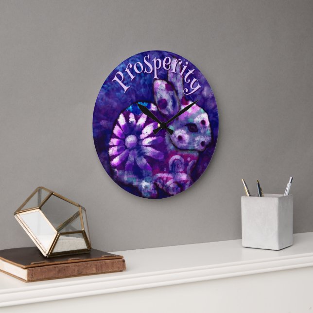 Whimsical Floral Bunny Rabbit Personalised Large Clock (Office)