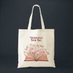 Whimsical Floral Butterflies Library Book Tote Bag<br><div class="desc">Whimsical open book with flowers and butterflies with the personalised text " reading mug",  a great bookish gift for a lover of books or book club members,  for any occasion.</div>