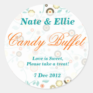 Whimsical Floral Candy Buffet Sticker