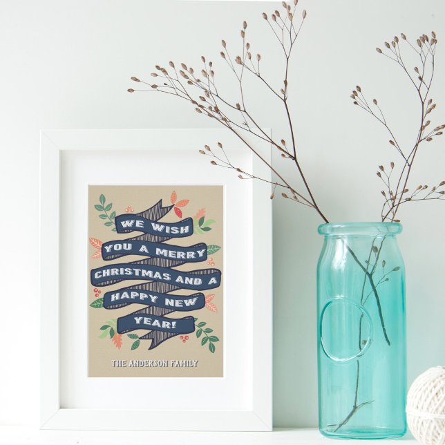 Whimsical Floral Christmas Banner Holiday Poster (Creator Uploaded)