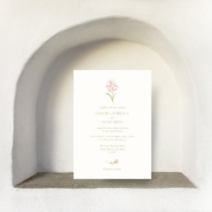 Whimsical Floral Coral Pink & Ivory Floral  Invitation