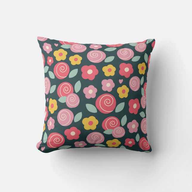 Whimsical Floral Delight Cushion (Front)