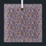 Whimsical Floral Design with Vines on Purple Back Glass Tree Decoration<br><div class="desc">Seamless floral pattern with pink,  orange,  and yellow flowers and vines on a dark purple background,  conveying a lively and whimsical feel.</div>
