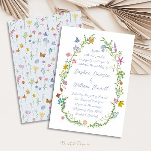 Whimsical Floral Doodle Wedding Invitation