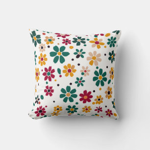 Whimsical Floral Dots Cushion